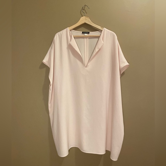 American Apparel - Baby Pink V-neck Tunic Mini-Dress/ Long Blouse - Picture 1 of 3